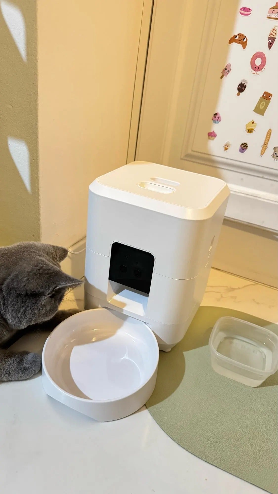 Smart WiFi Pet Feeder - App-Controlled Timed Food Dispenser with LCD Display (White)
