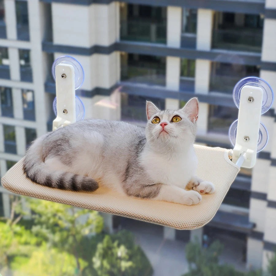 Cat Window Perch - Suction Mount Cat Hammock for Windows (Off-White)