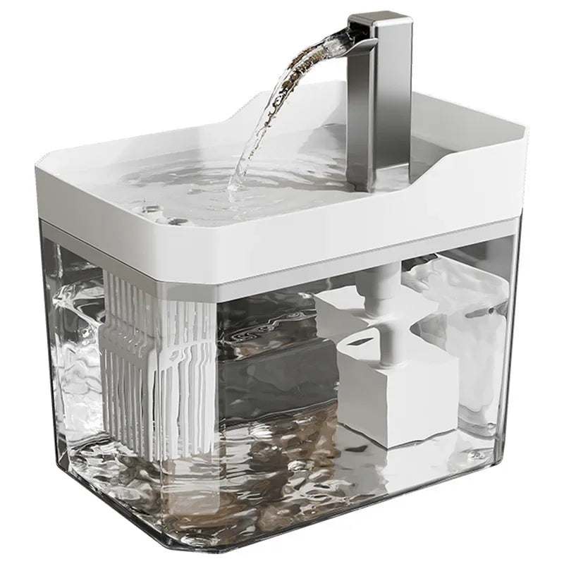 2.2L Automatic Pet Water Fountain - Quiet, Filtered, Stainless Tray