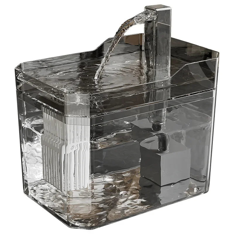 2.2L Automatic Pet Water Fountain - Quiet, Filtered, Stainless Tray
